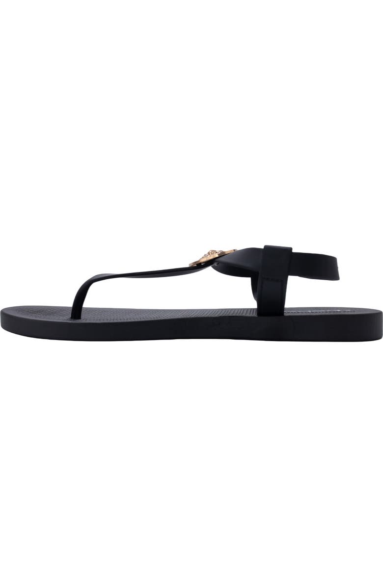 bebe Lion Charm T-Strap Sandal, Alternate, color, Black
