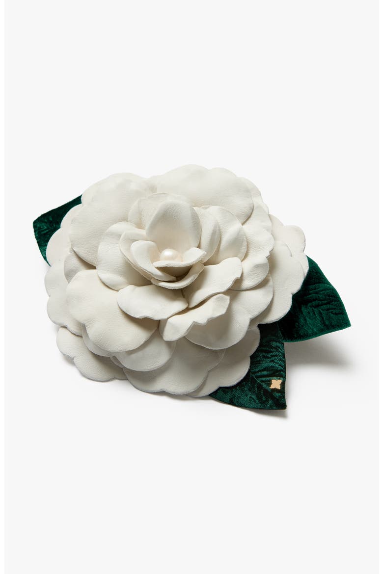 The Large White Gardenia Floral Brooch, Alternate, color, White