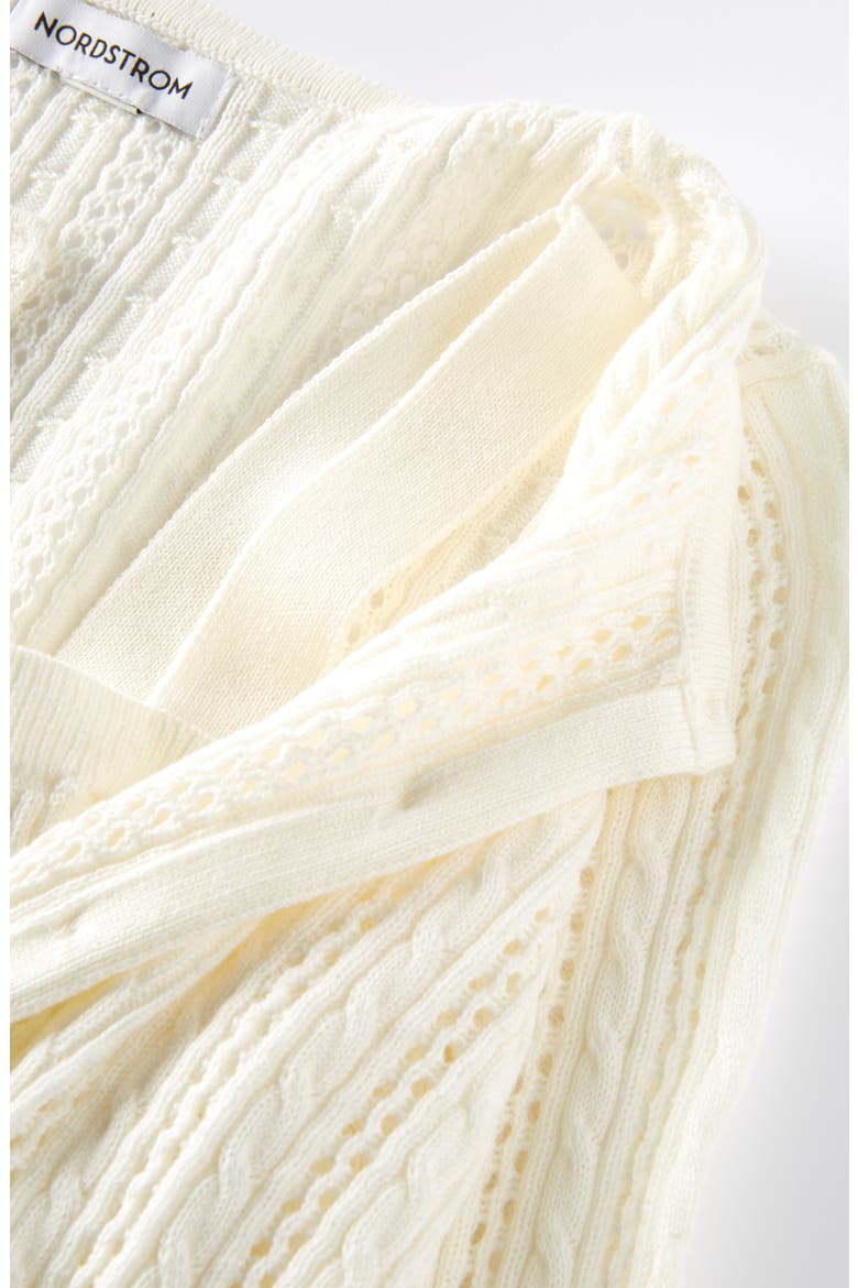 Kids' Cable Stitch Cardigan & Sweater Tank Set, Alternate, color, IVORY EGRET