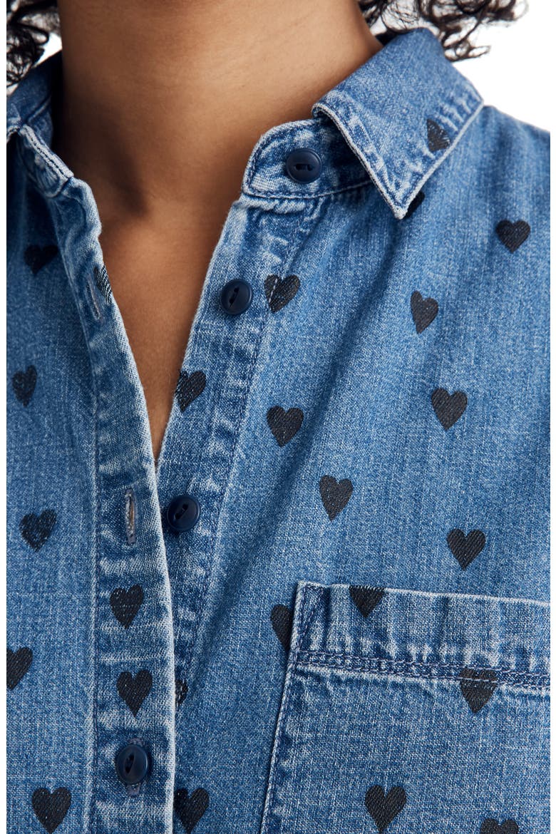 Tie-Front Denim Shirt, Alternate, color, HARWELL WASH