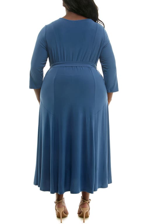 Nina Leonard Sylvia A-line Stretch Jersey Dress In Blue Moon