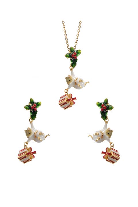 Christmas Mouse  Pendant & Earring Set