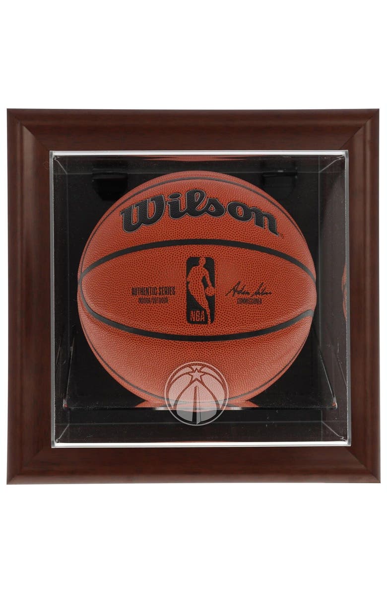 FANATICS AUTHENTIC Washington Wizards Brown Framed Wall-Mountable Team Logo Basketball Display Case, Main, color, 
