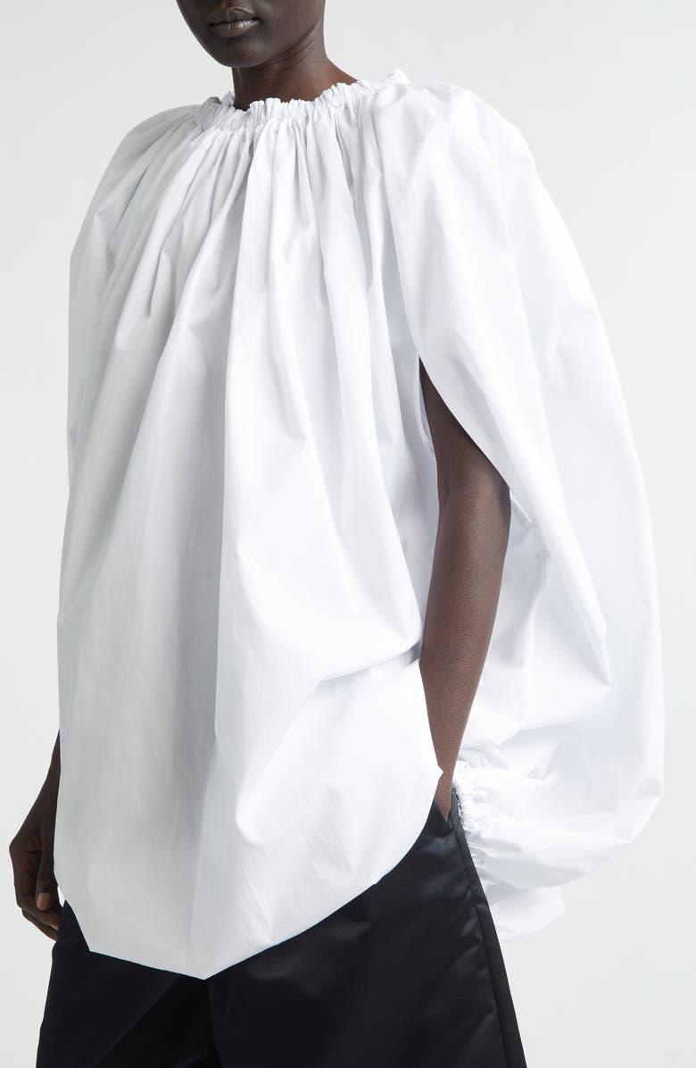Comme des Garçons Gathered Cotton Broadcloth Cocoon Top, Alternate, color, White