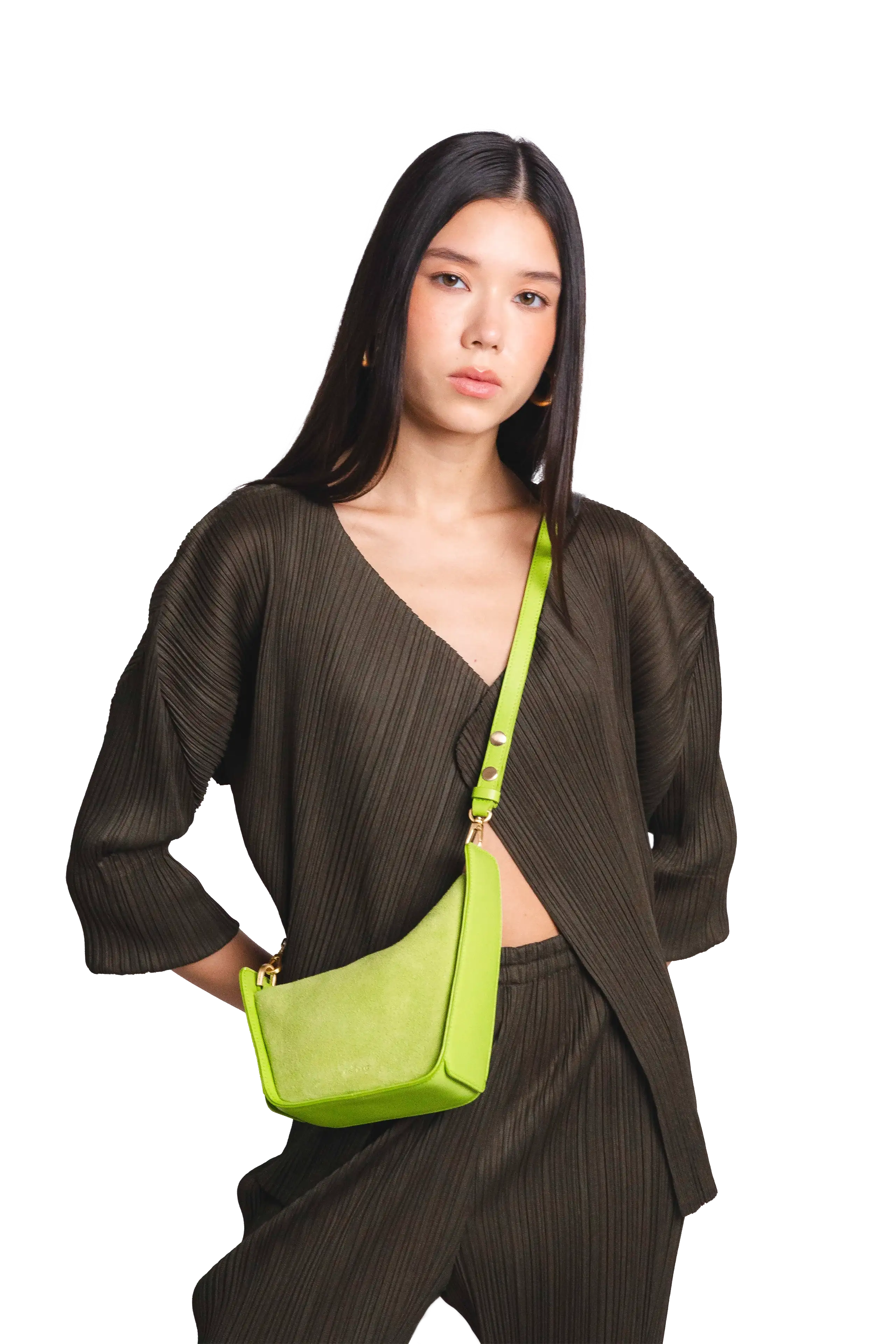 Esthera 10AM Mini Leather Shoulder Bag, Alternate, color, Lemon Green