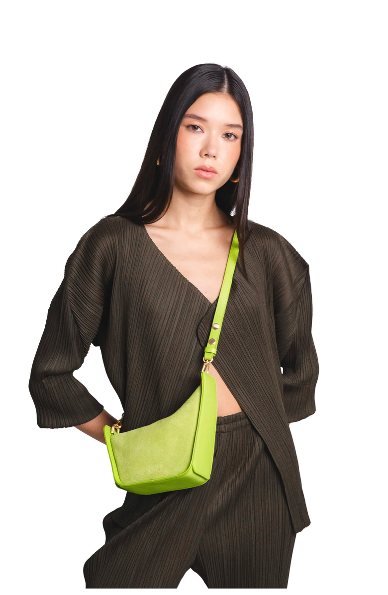 Esthera 10AM Mini Leather Shoulder Bag, Alternate, color, Lemon Green