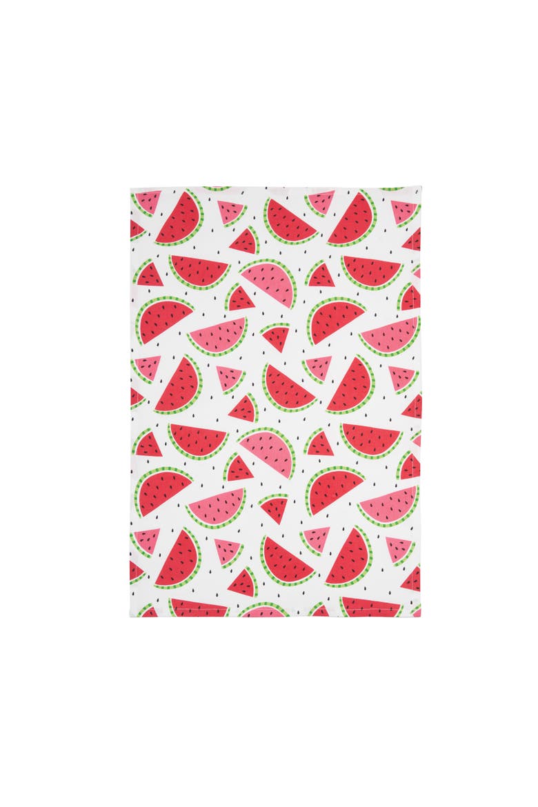 Watermelon Bite Slice Cotton Kitchen Towel, Alternate, color, Red