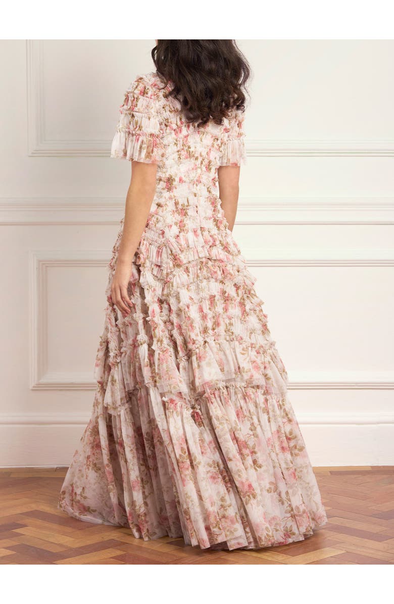 Needle & Thread Summer's Rose Valentine Ruffle Gown, Alternate, color, White