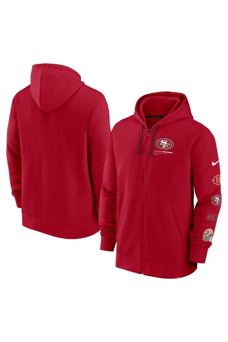 Men's Nike Scarlet San Francisco 49ers Surrey Full-Zip Hoodie, Main, color, Scarlet