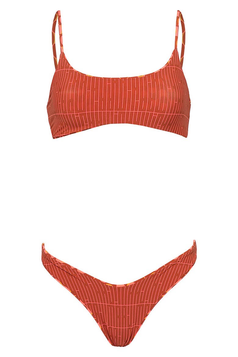 Micah Geo Waves Reversible Bikini Top, Alternate, color, BROWN