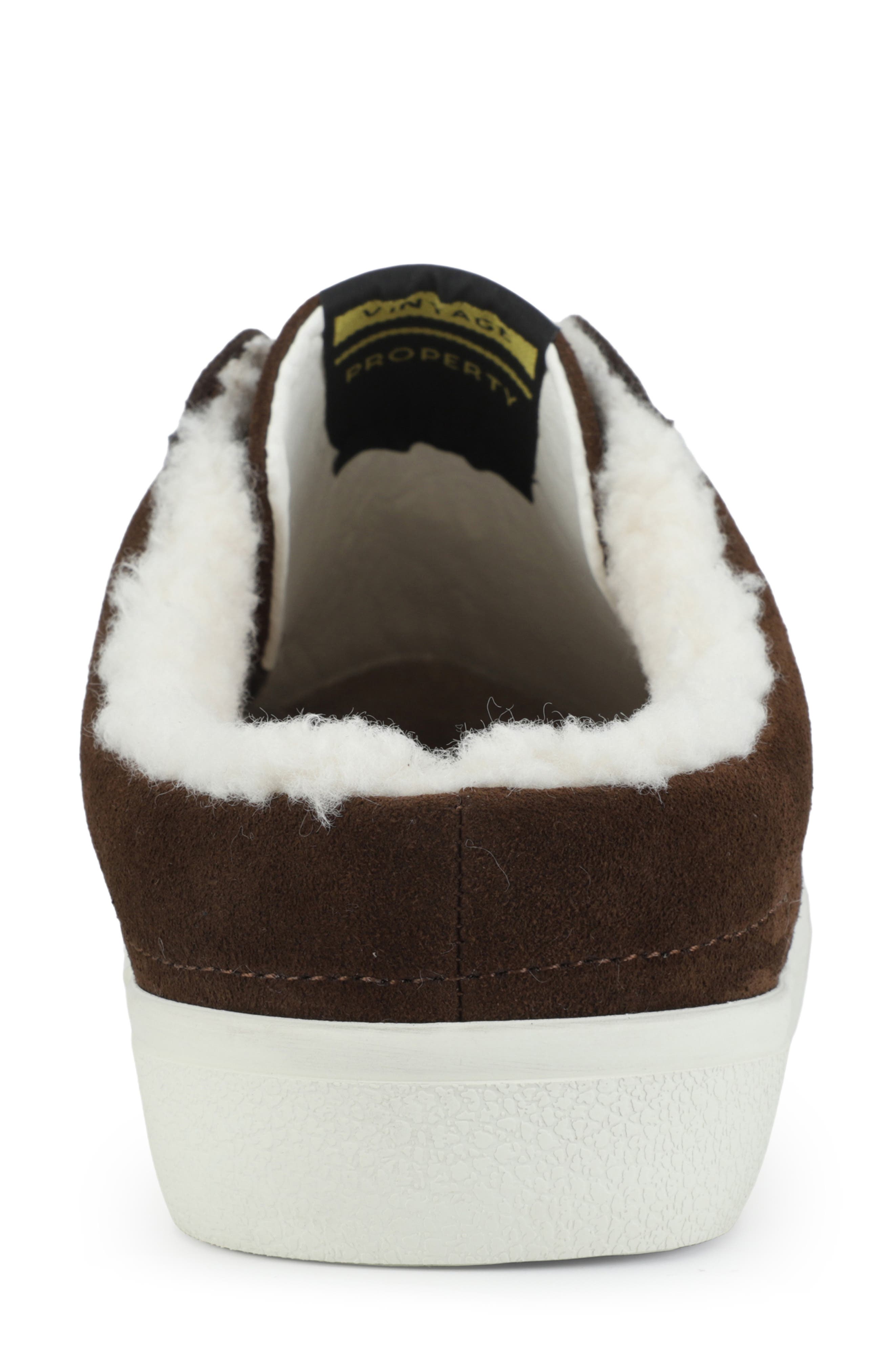 Faux Shearling Lined Mule Sneaker, Alternate, color, BROWN