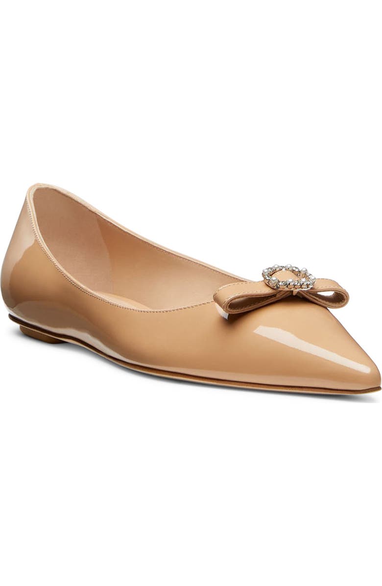 Stuart Weitzman Diana Bow Pointed Toe Flat, Main, color, Adobe