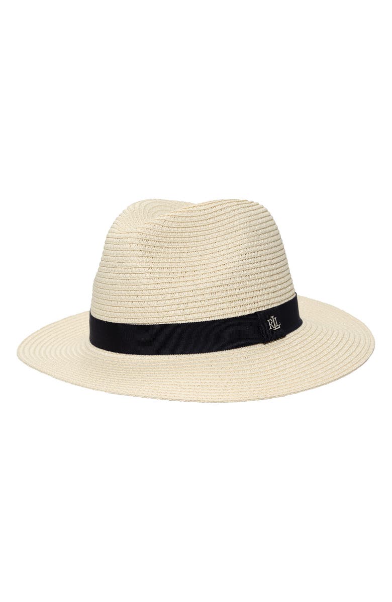 Lauren Ralph Lauren Packable Straw Fedora, Main, color, 