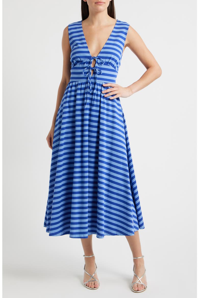 Gennaro Striped Cotton Midi Dress, Main, color, BLEU ELECTRIQUE