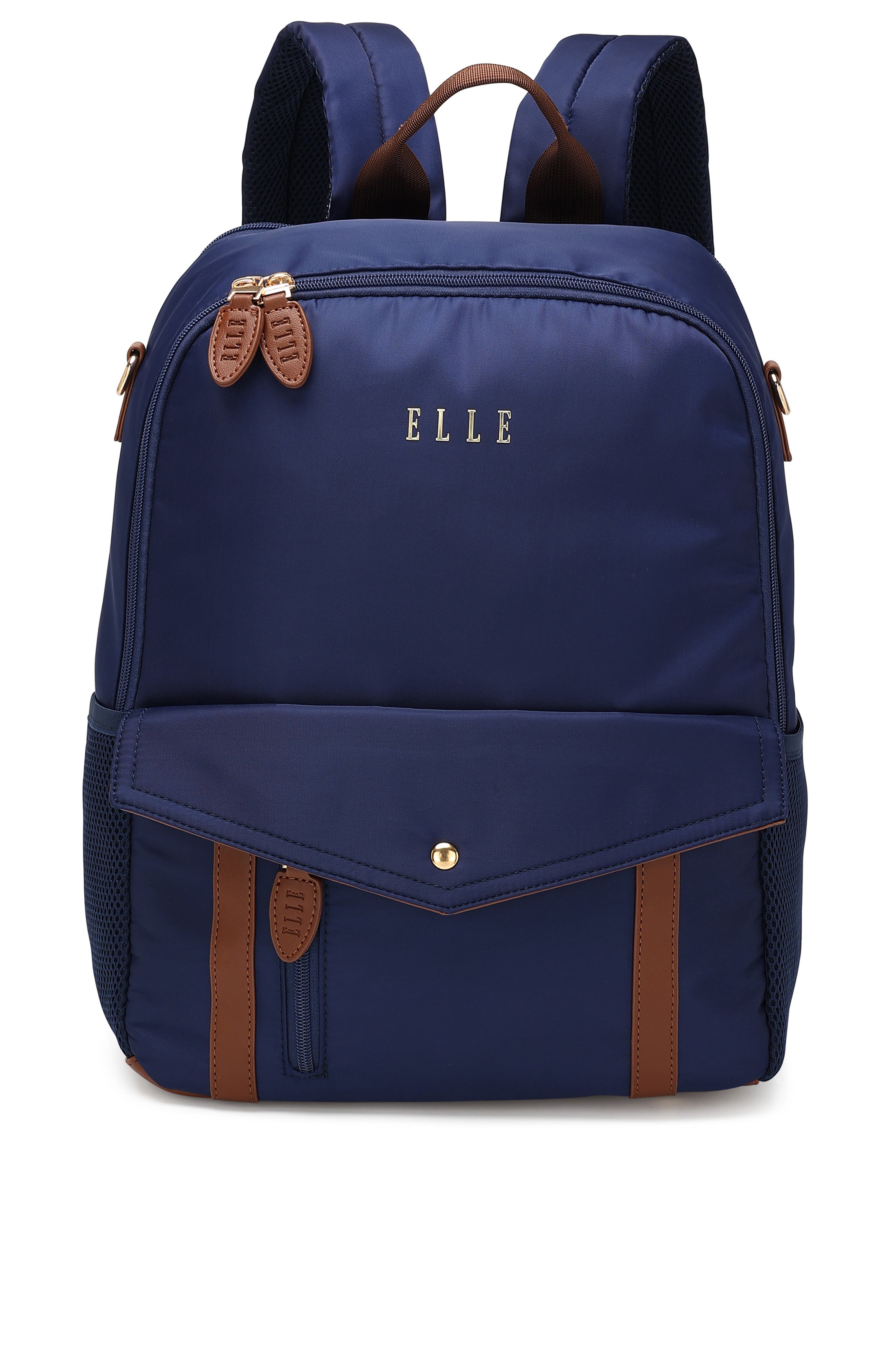 Luxe Journey 18L Twill and Vegan Leather Backpack, Alternate, color, Navy