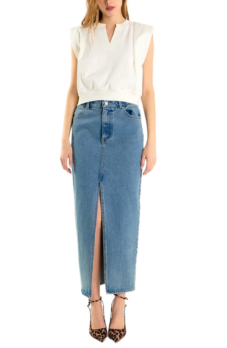 Endless Rose Power Shoulder Sweatshirt Top, Alternate, color, Off White