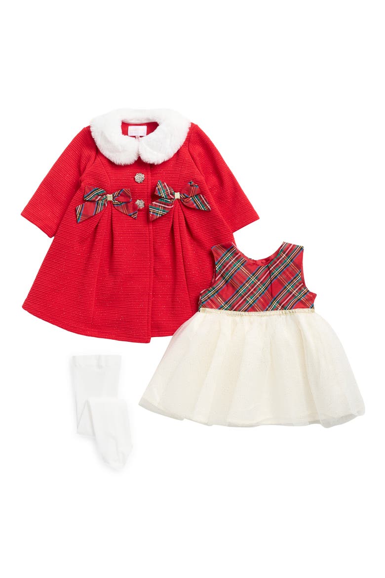 Kids' Holiday Coat and Dress Set, Main, color, BRIGHT HOLIDAY RED