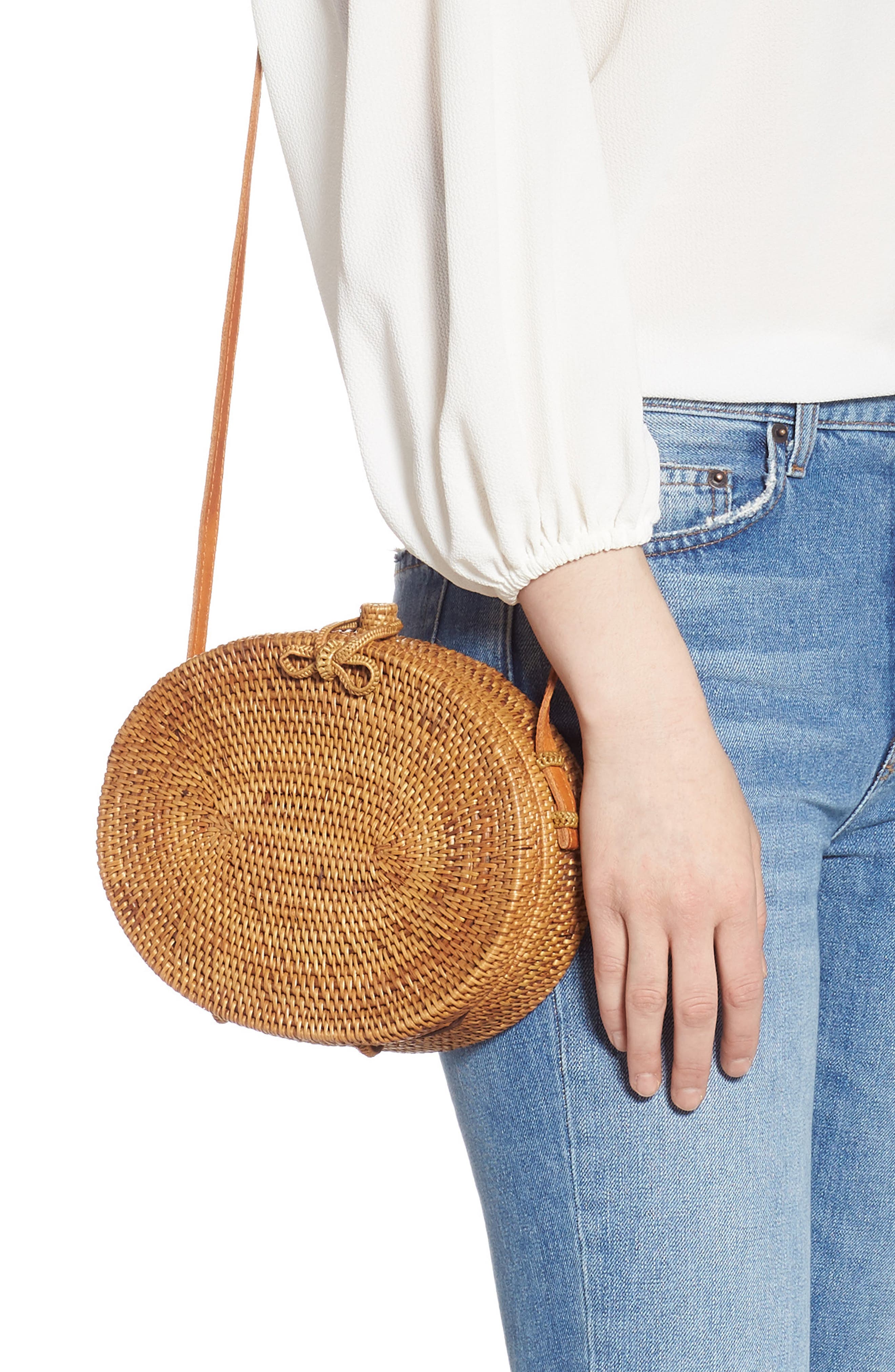 Street Level Oval Rattan Canteen Bag, Alternate, color, 