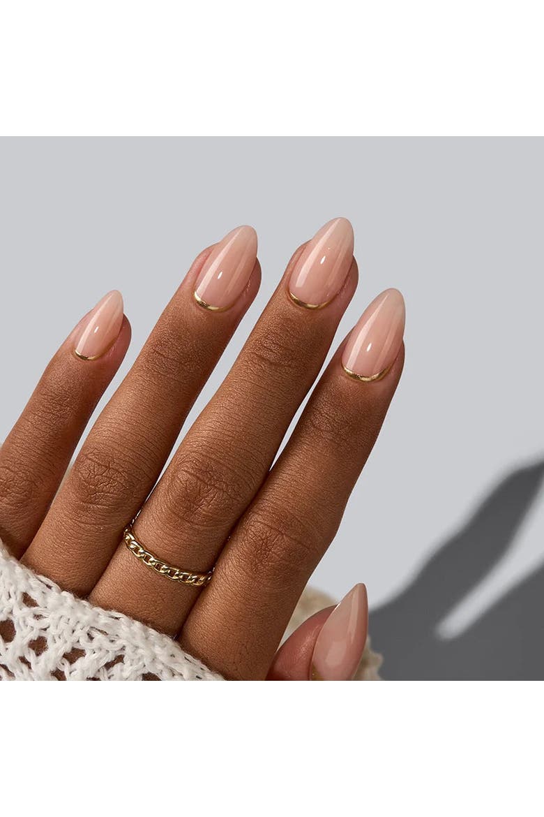 Press-on Nails Set Short Almond, Alternate, color, Gold End