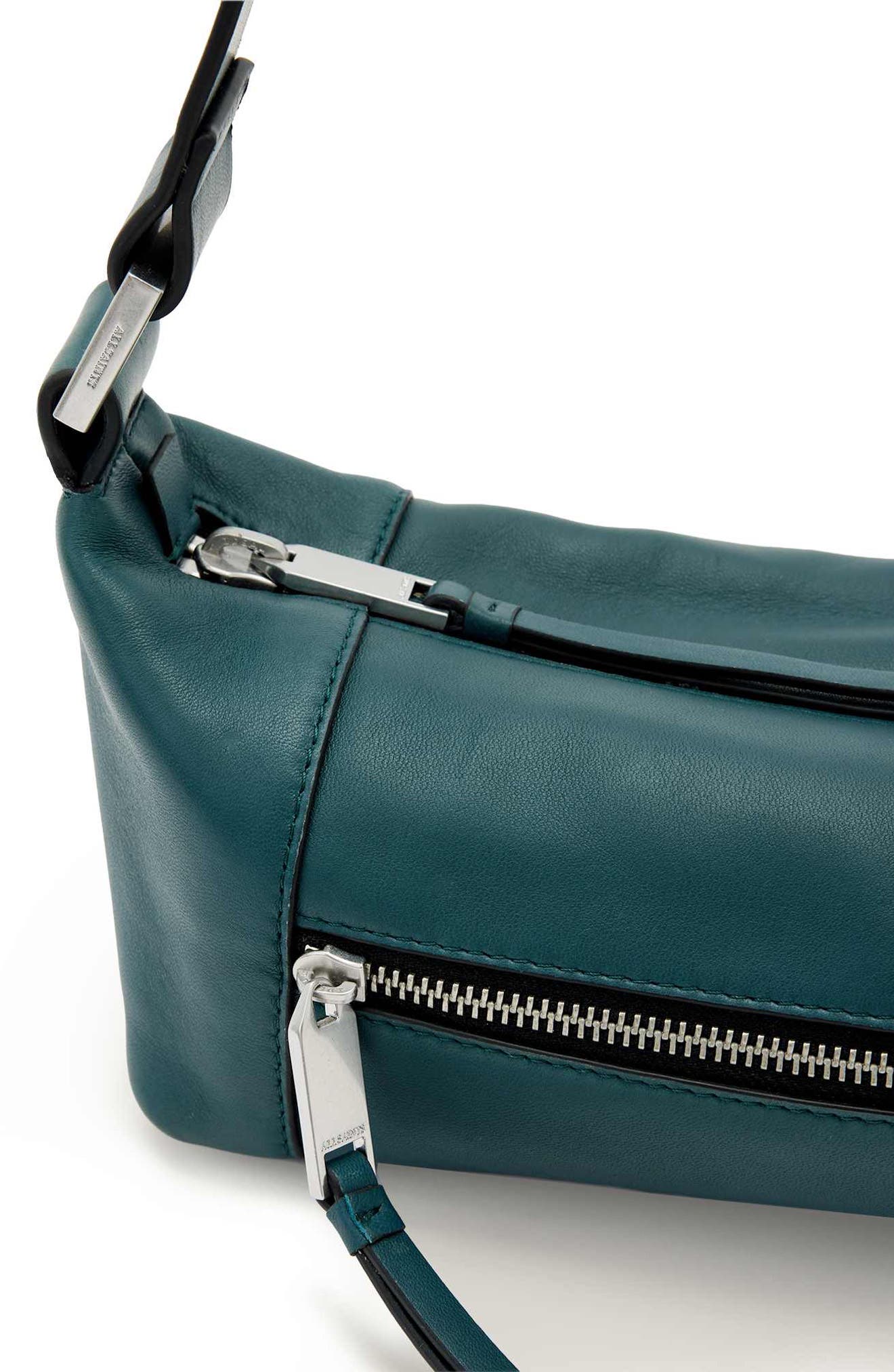 AllSaints Mini Vega Leather Shoulder Bag, Alternate, color, Emerald Green