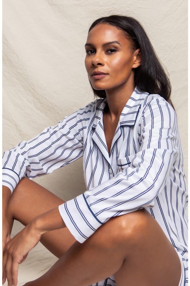 Stripe Pima Cotton Pajamas, Alternate, color, WHITE