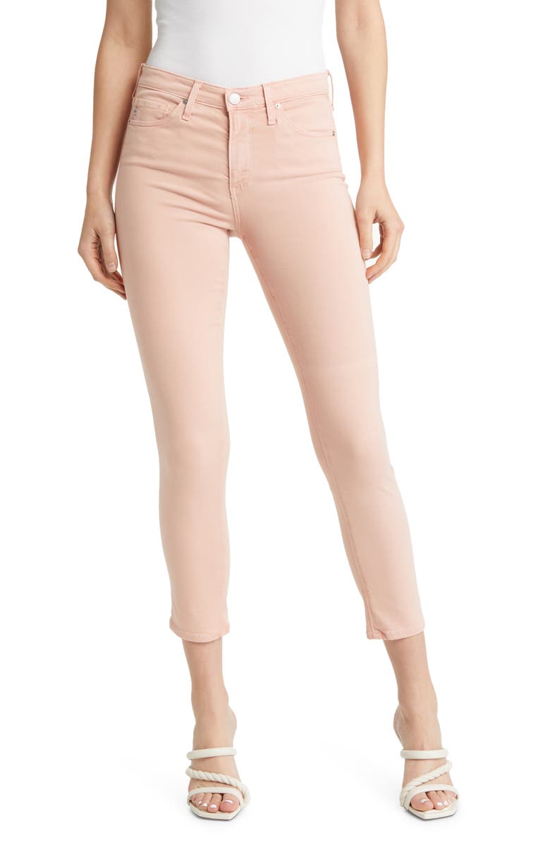 AG The Prima Mid Rise Crop Cigarette Jeans, Main, color, Sulfur Blush Paradise