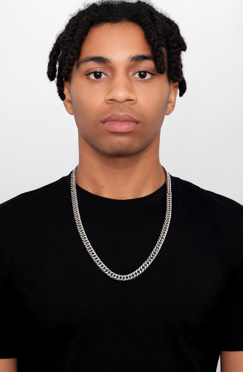 Adornia Water Resistant Cuban Chain Necklace, Alternate, color, Silver