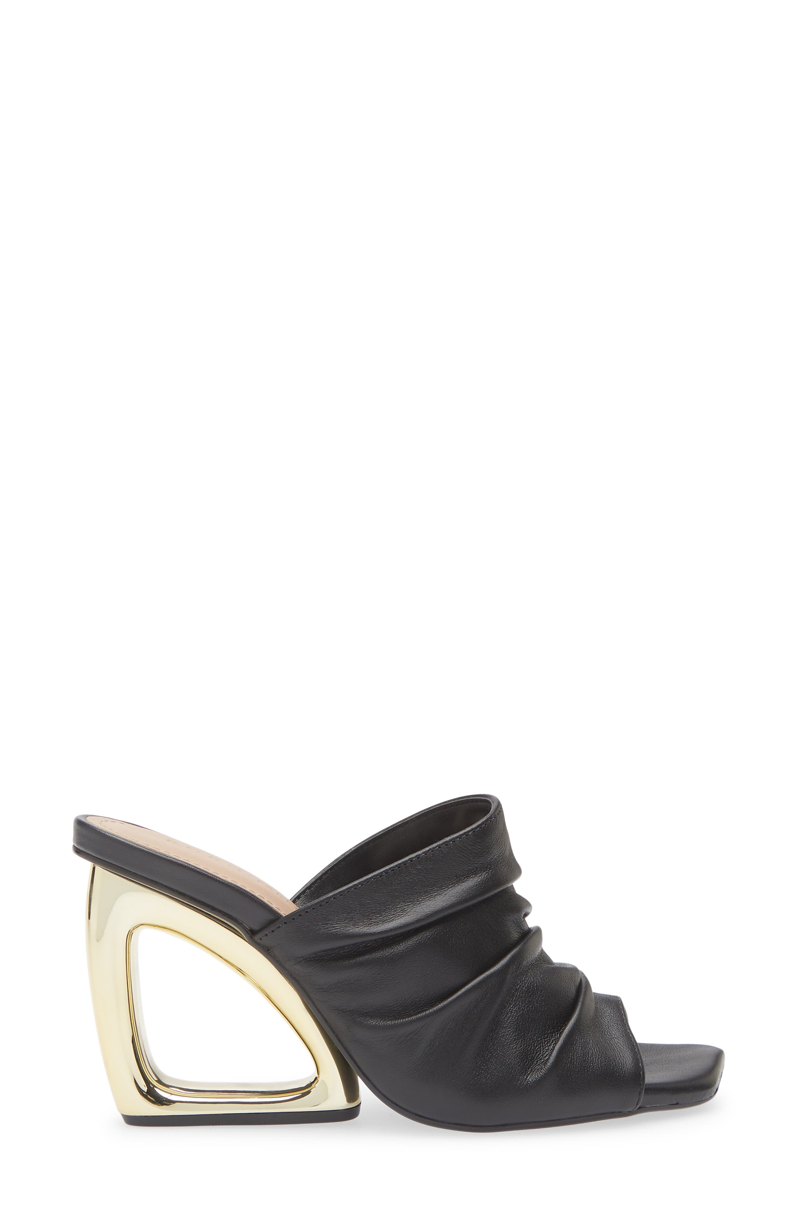 KOKO + PALENKI Ruched Wedge Sandal, Alternate, color, Black Leather