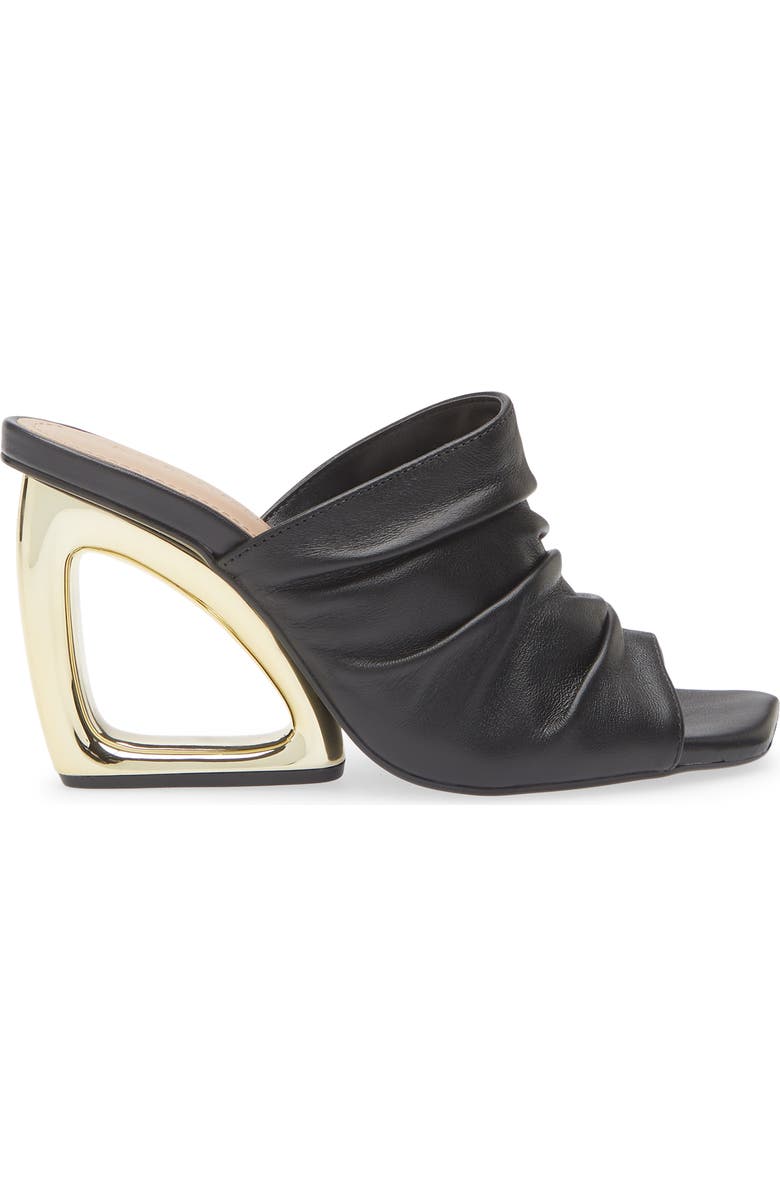 KOKO + PALENKI Ruched Wedge Sandal, Alternate, color, Black Leather