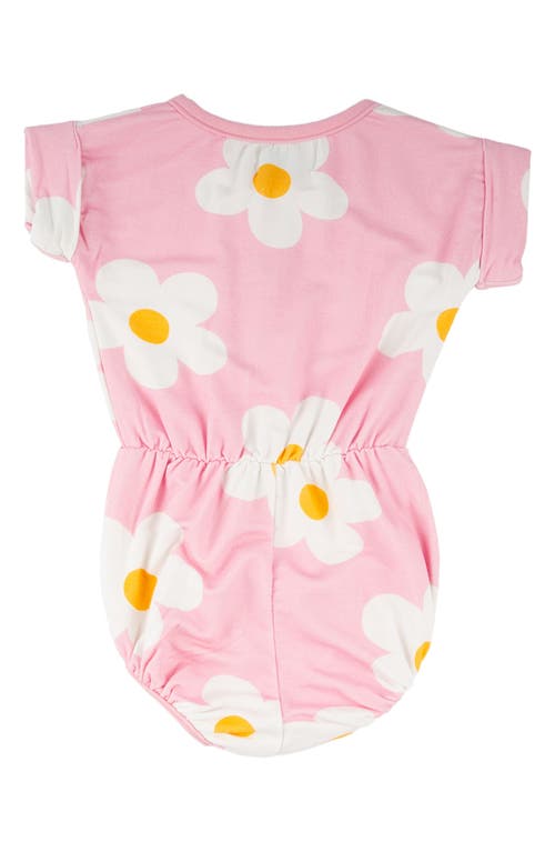 Miki Miette Judy Floral Henley Romper In Pink Daisies