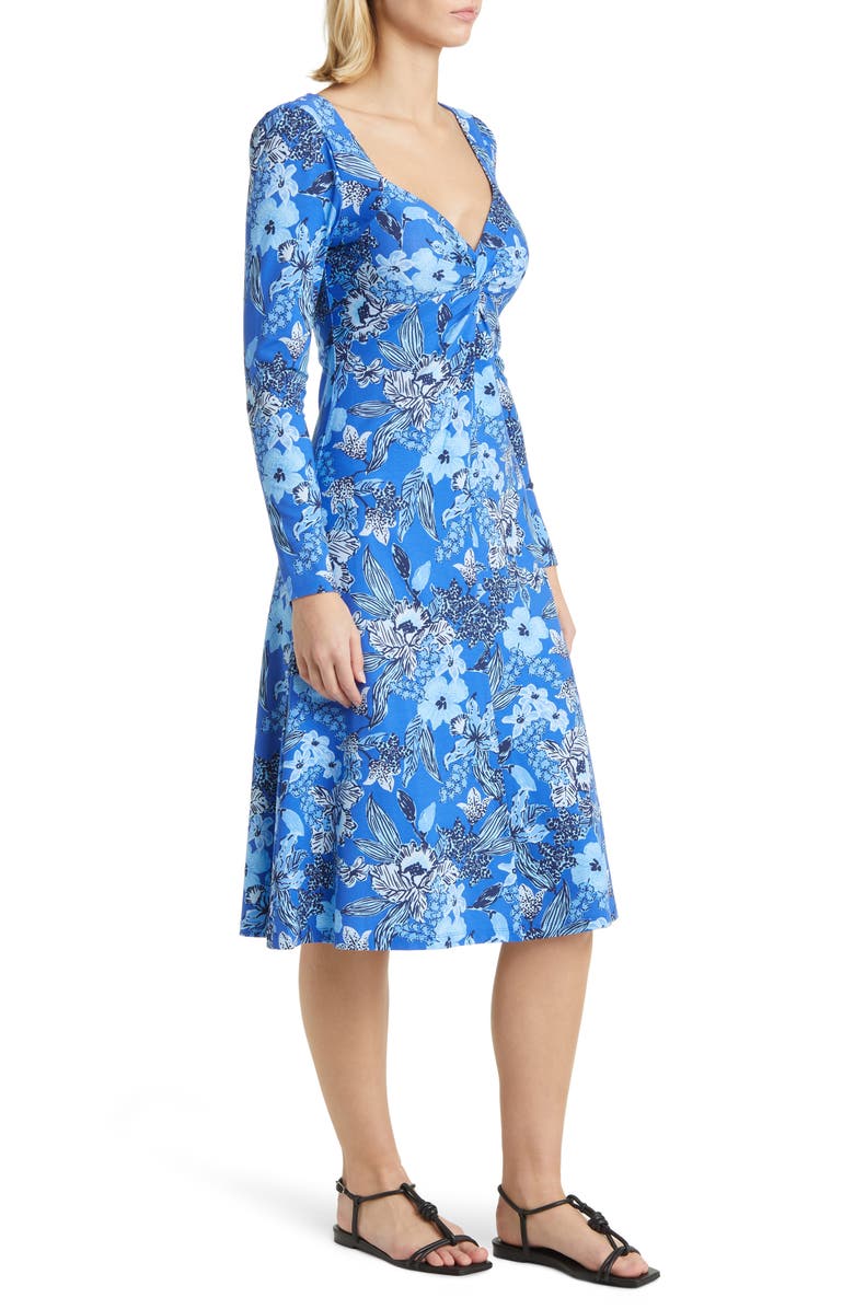 Lilly Pulitzer<sup>®</sup> Claudia Floral Print Twist Front Long Sleeve Midi Dress, Alternate, color, 