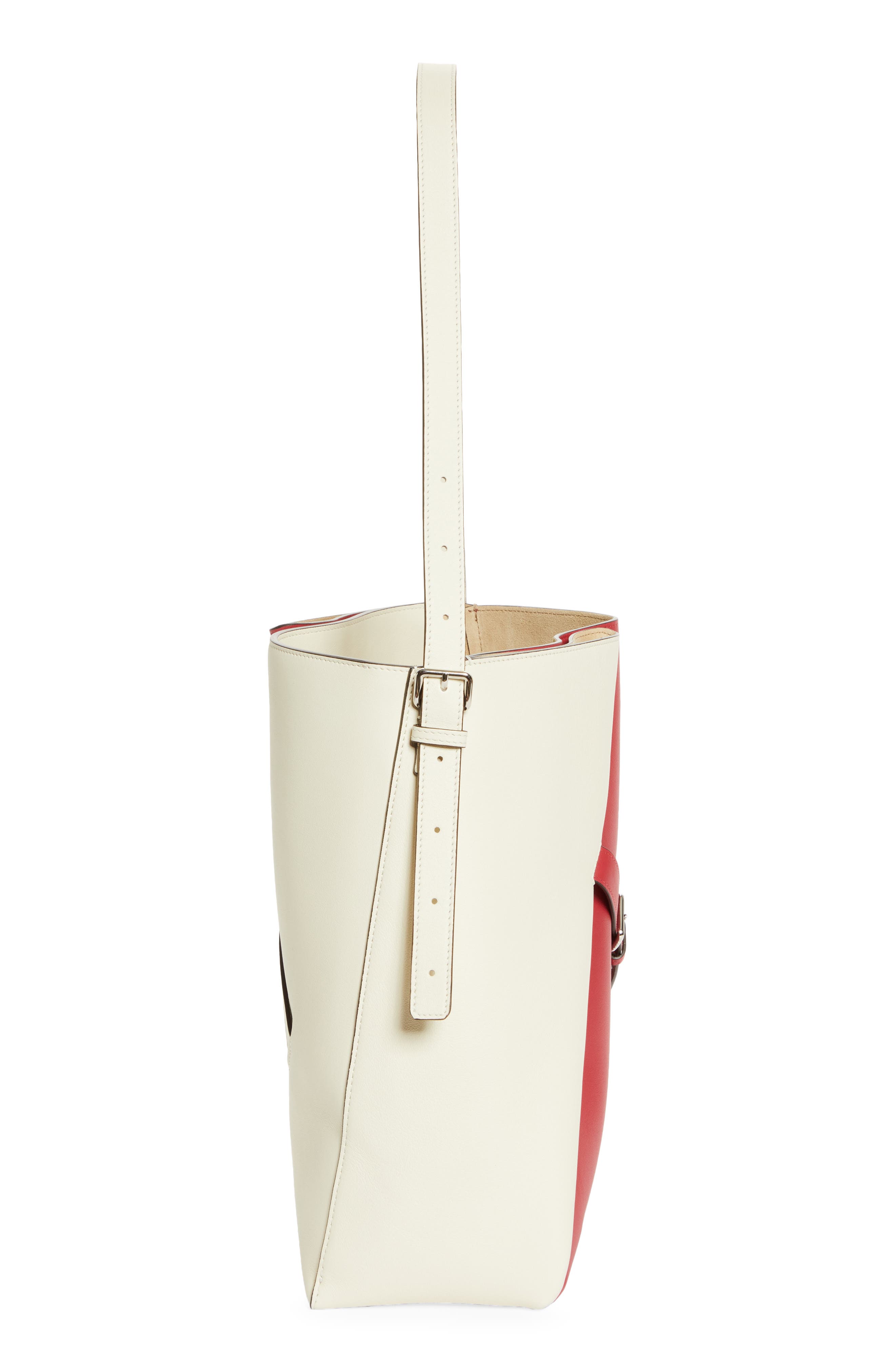 Reverse Leather Hobo Bag, Alternate, color, BERRY/ RED