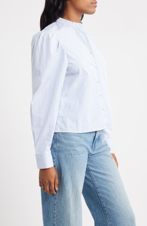 Madewell Paulina Stripe Cotton Poplin Band Collar Button-up Shirt In Multi