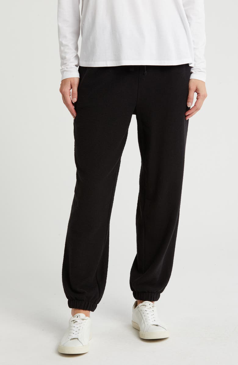Eileen Fisher Organic Cotton French Terry Joggers, Main, color, Black