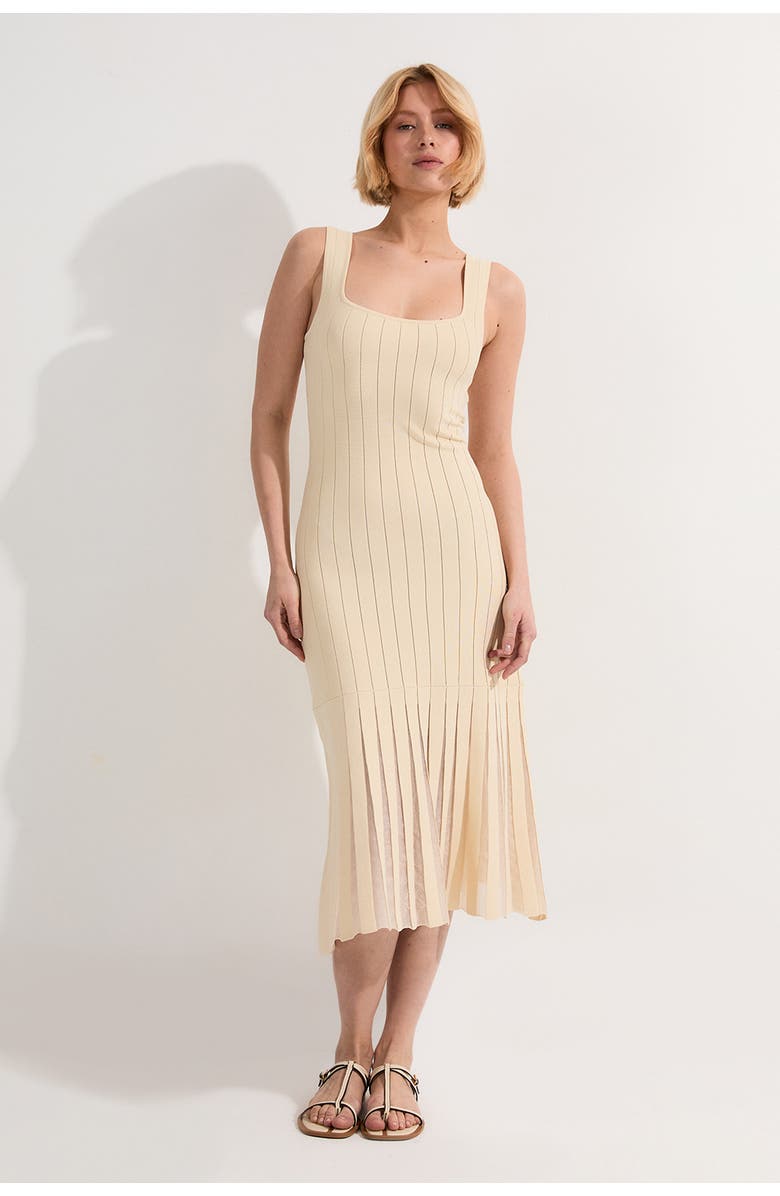 Karen Millen Square Neck Knitted Flippy Dress, Main, color, Cream