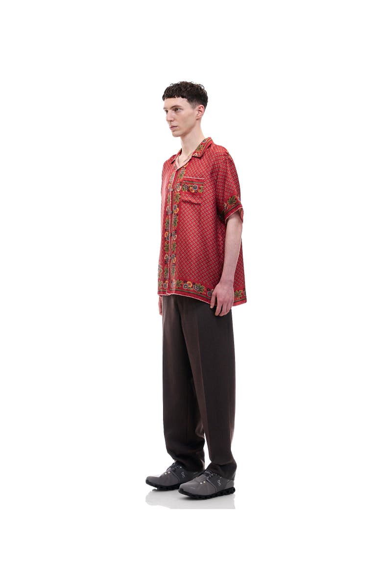Short Sleeve Silk Scarf Shirt, Alternate, color, Red