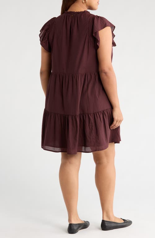 Treasure & Bond Tiered High Neck Shift Minidress In Brown