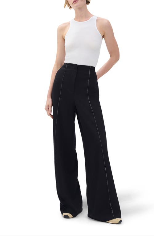 Rag & Bone Irina Contrast Stitch Straight Leg Pants In Black
