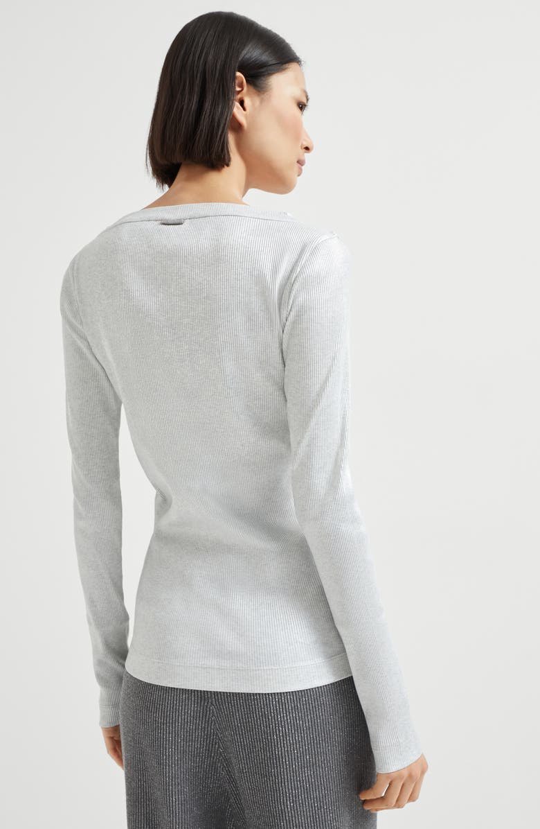 Brunello Cucinelli Sparkling jersey T-shirt, Alternate, color, Silver