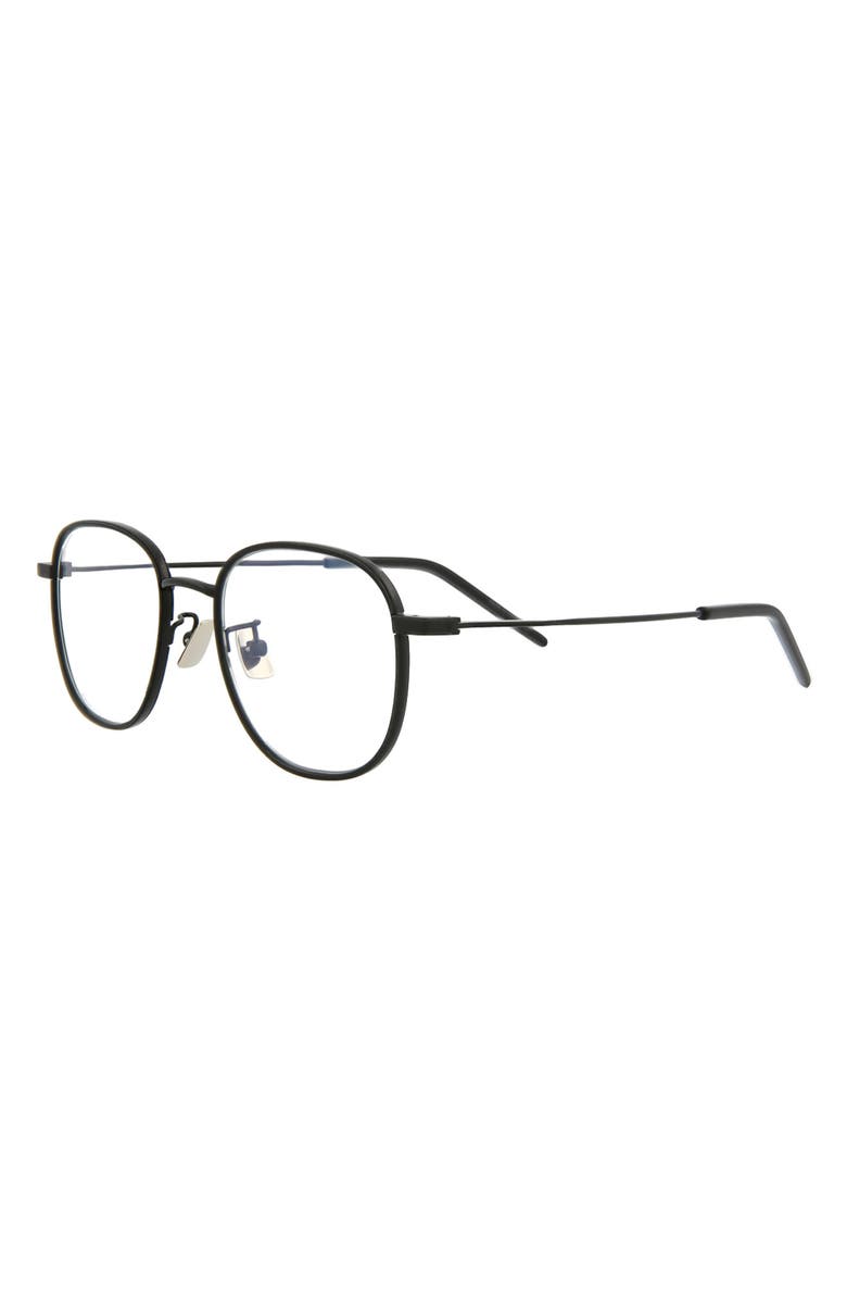 Saint Laurent 48mm Round Optical Glasses, Alternate, color, Black Black Transparent