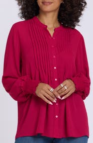 NYDJ Pleated Peasant Blouse