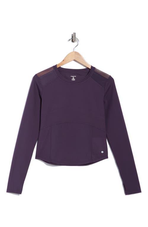 Layer 8 Mesh Long Sleeve Activewear Top In Purple