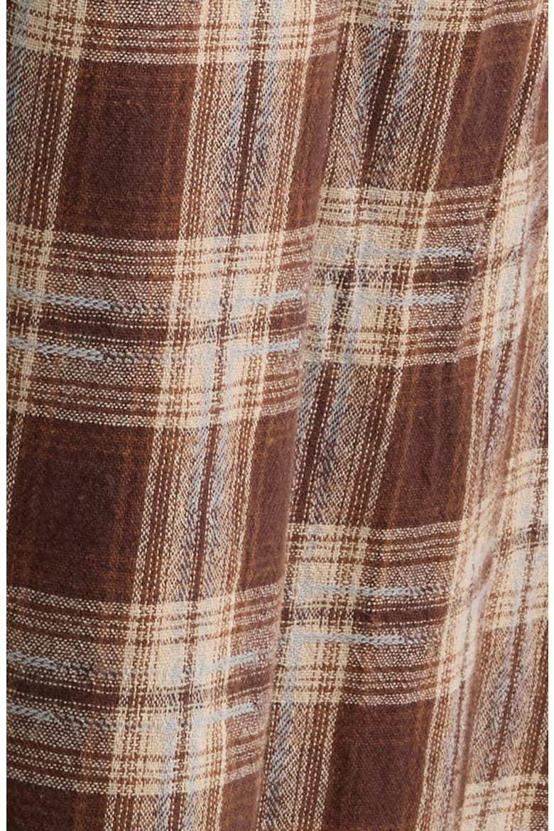 Elton Plaid Cotton Midi Dress, Alternate, color, BROWN CHECKS