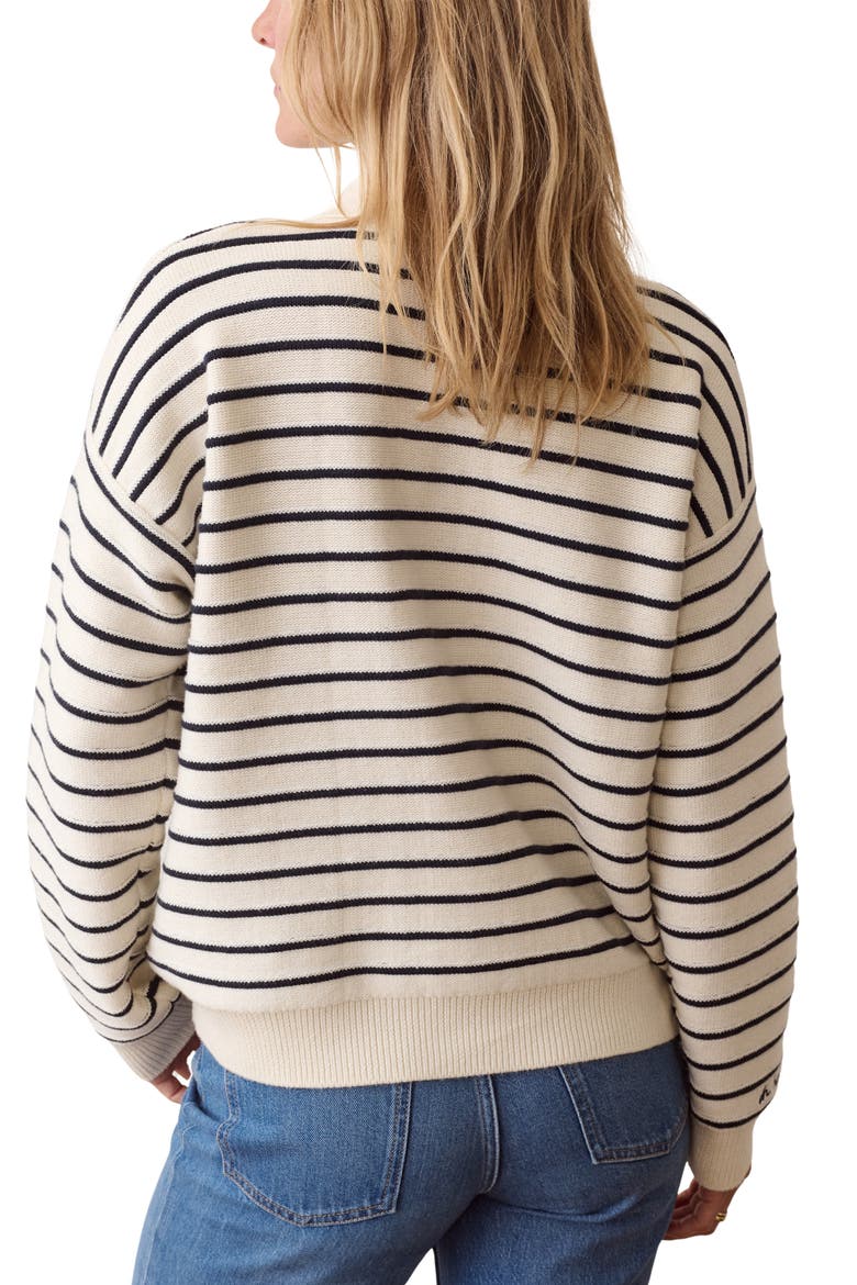 Valerie Cotton Polo Sweater, Alternate, color, CREAM AND TWILIGHT STRIPE