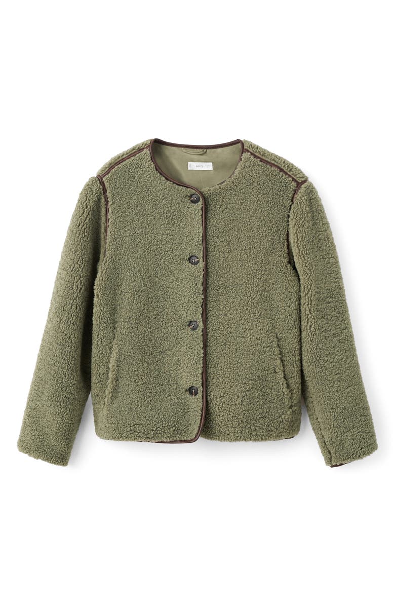 MANGO TEEN Textured Fleece Jacket, Alternate, color, Green