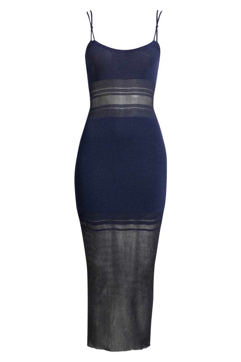 Kimberly Placed Stripe Body-Con Sweater Dress, Alternate, color, NAVY