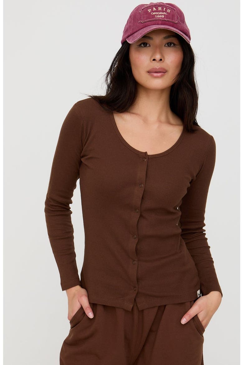 Organic Cotton Nora Long Sleeve Top, Main, color, Brown