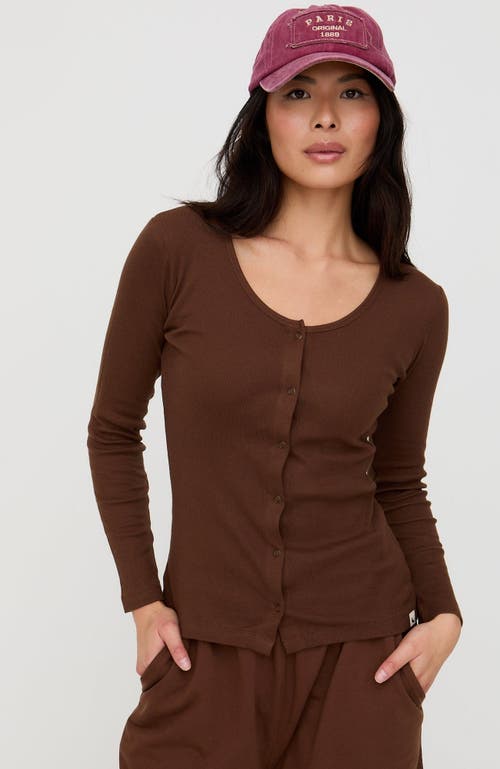 Turtledove London Organic Cotton Nora Long Sleeve Top In Brown