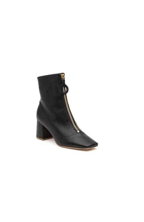 Carlow Leather Zip Front Ankle Boots