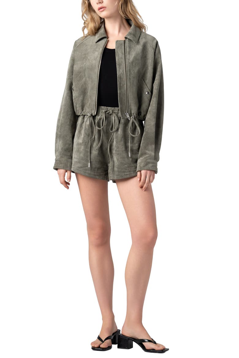 Faux Suede Jacket, Alternate, color, DESERT SAGE
